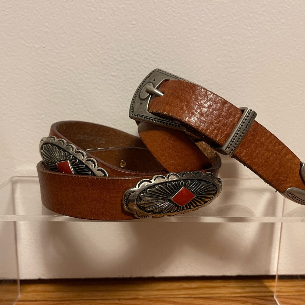 Johnny Was Italian Leather western style belt